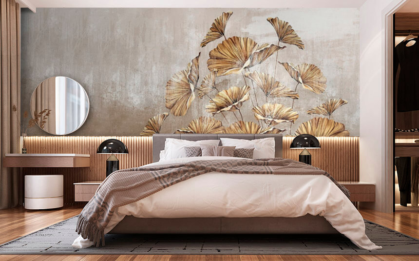 Pintura de hojas en una pared