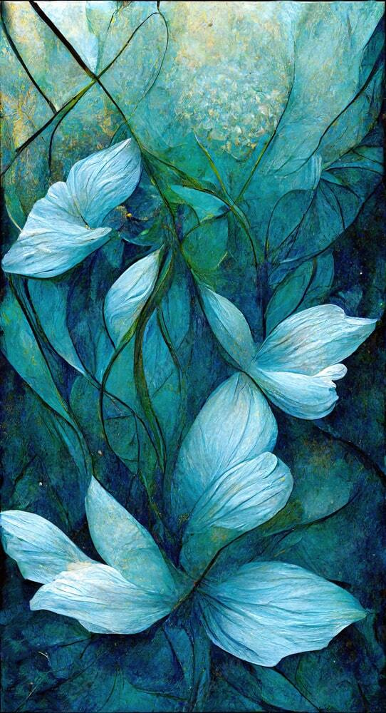 Painting of flowers and leaves