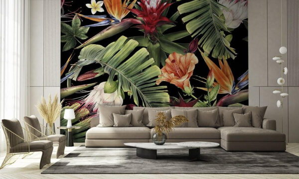 Motivo floral con flores y hojas Motivo floral con flores y hojas