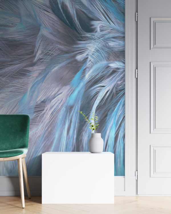 Soft pastel feathers in gentle waves