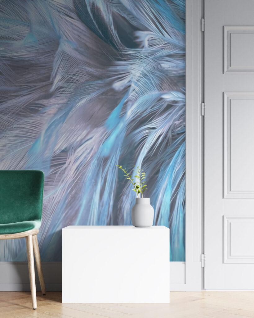 Soft pastel feathers in gentle waves