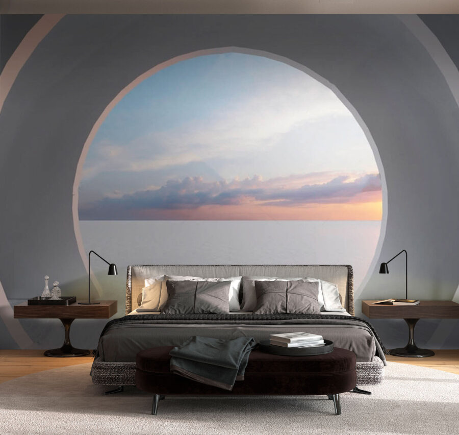 Fotomurales Habitación blanca con puerta circular - Imagen 2