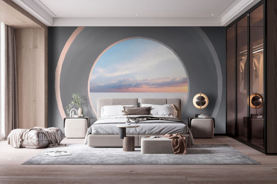 Fotomurales Habitación blanca con puerta circular