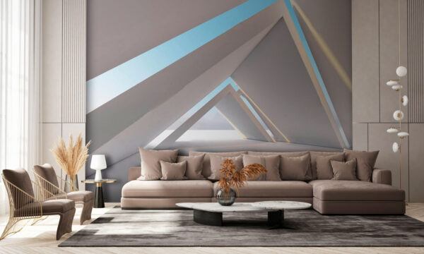 Habitación blanca con formas triangulares Habitación blanca con formas triangulares