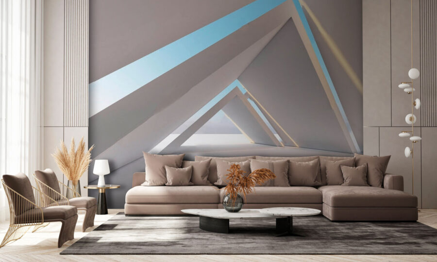 Habitación blanca con formas triangulares Habitación blanca con formas triangulares