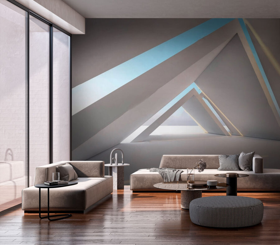 Habitación blanca con formas triangulares Habitación blanca con formas triangulares