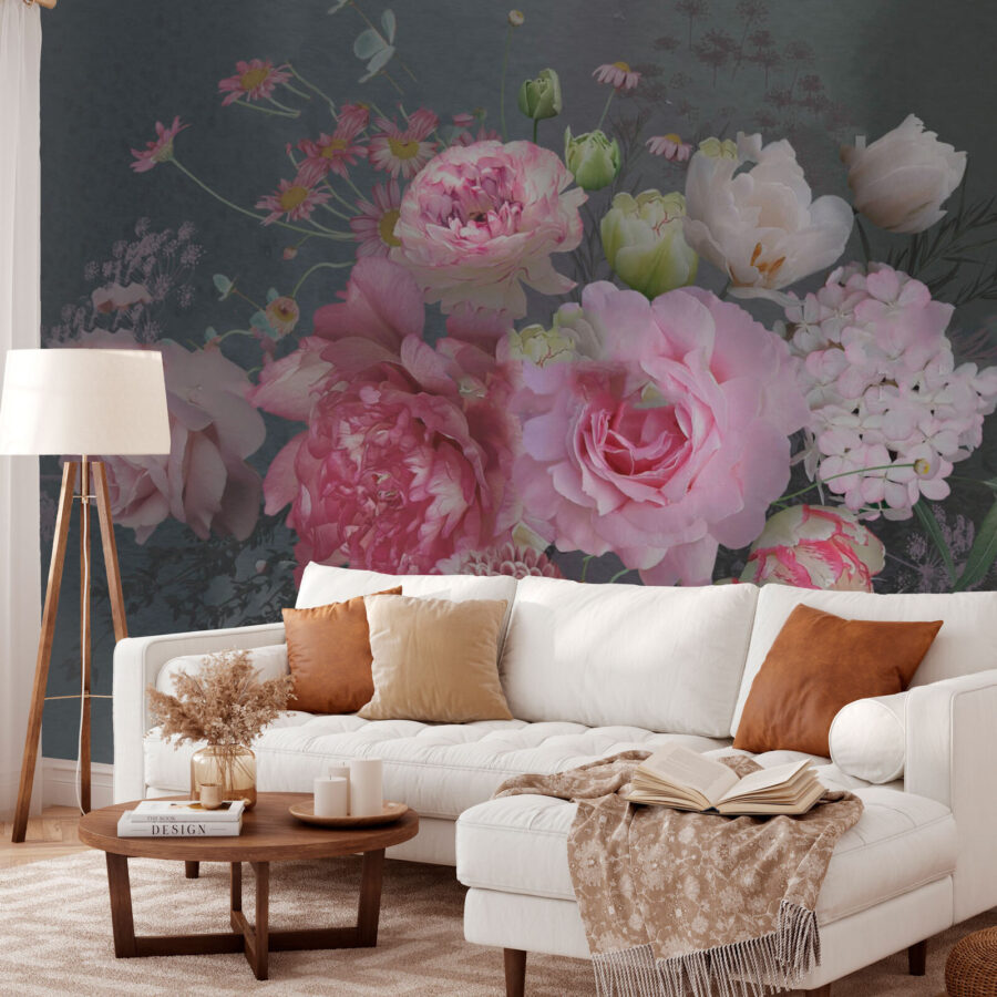 Ramo de flores sobre fondo negro