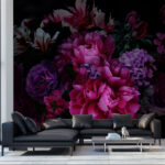 Fotomurales Grupo de flores sobre fondo negro