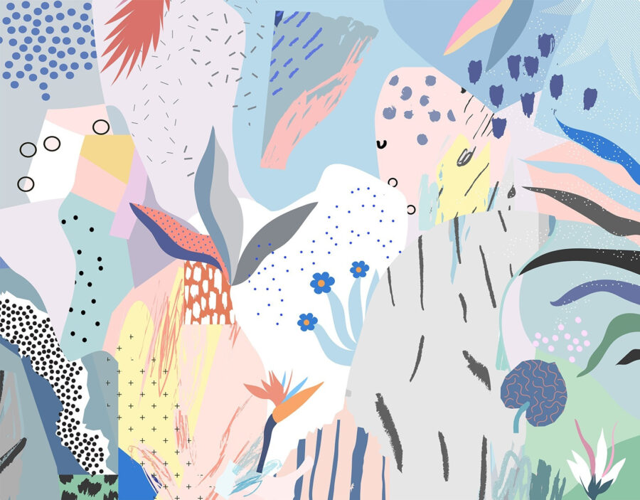 Arte colorido con diferentes formas y colores
