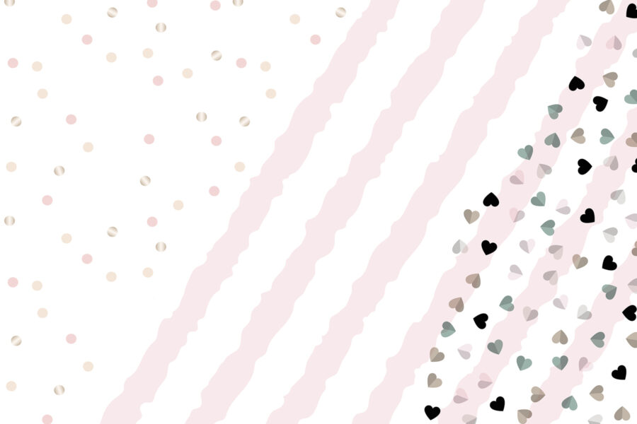 Fondo a rayas rosas y blancas con pequeños corazones