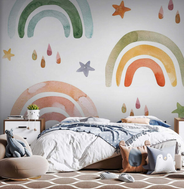 Patrón de arco iris y estrellas de acuarela Patrón de arco iris y estrellas de acuarela
