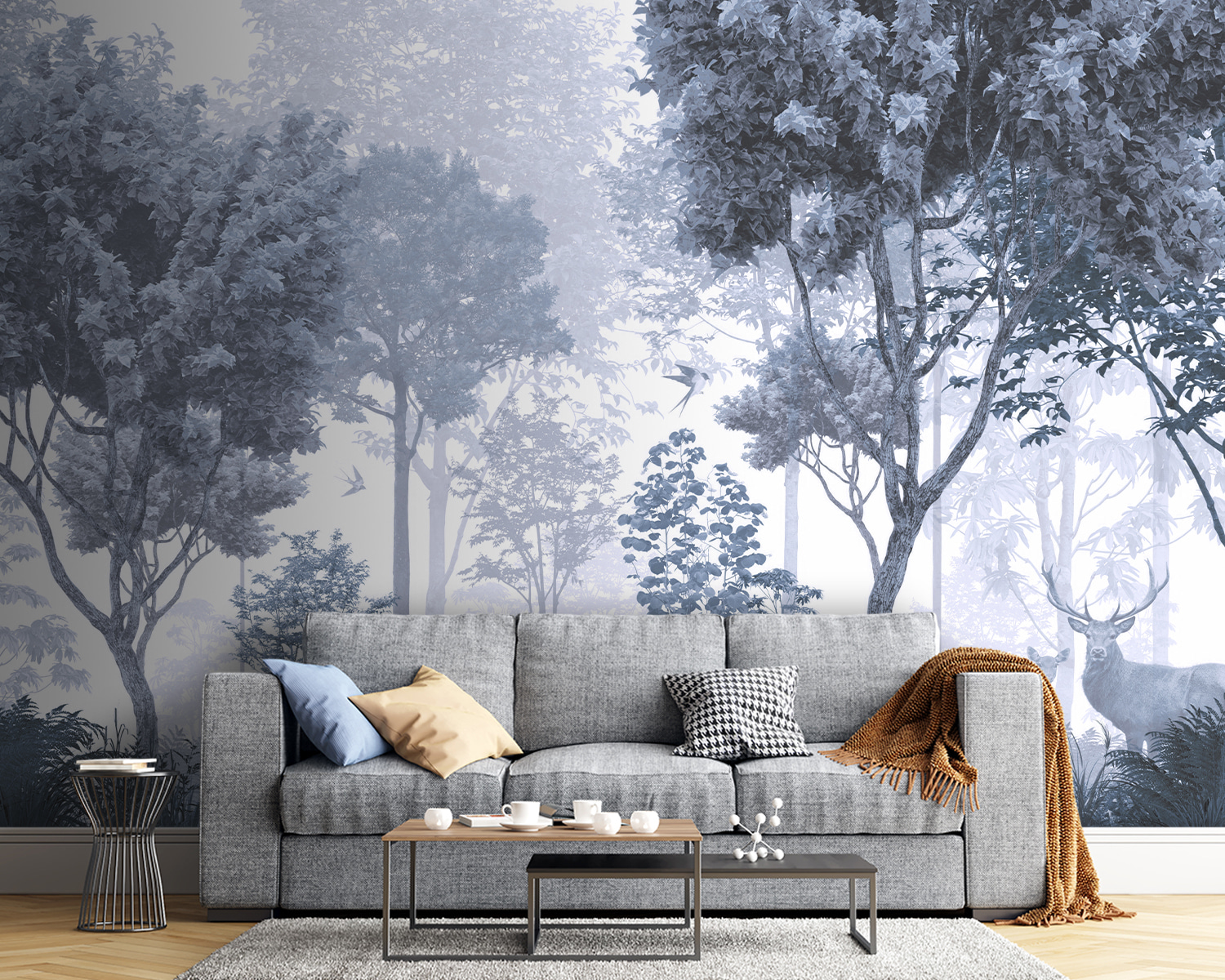 A forest with trees and plants