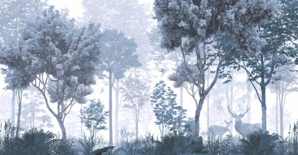 Un bosque con árboles y plantas Un bosque con árboles y plantas