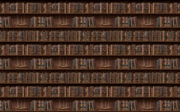 Pared de libros con barcos Pared de libros con barcos