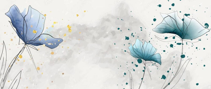 Flores azules que danzan con brisa elegancia