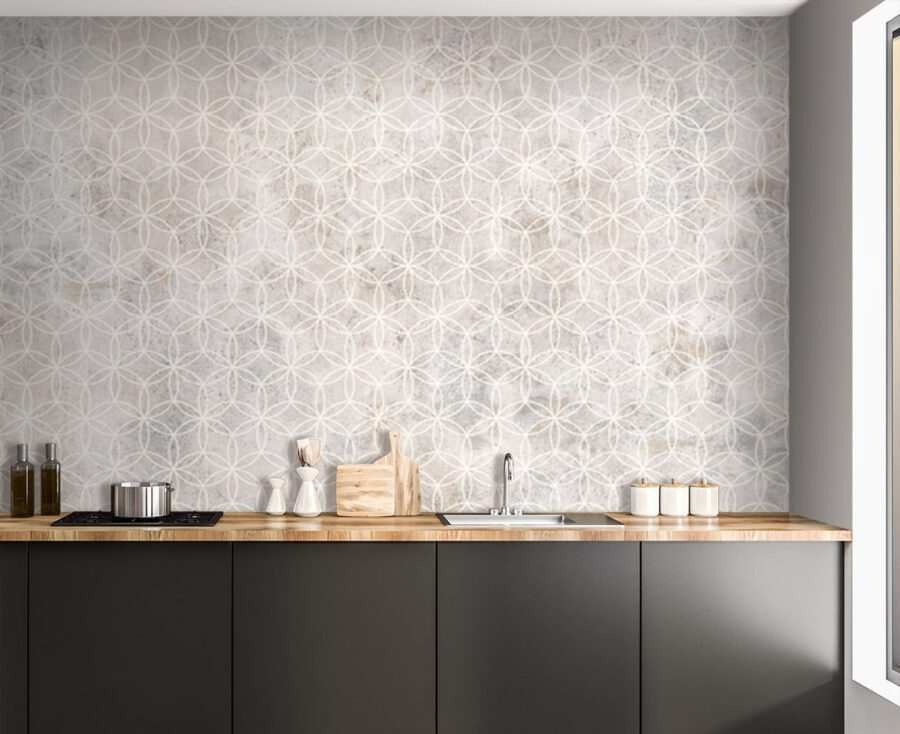 Pared con motivos blancos y grises Pared con motivos blancos y grises