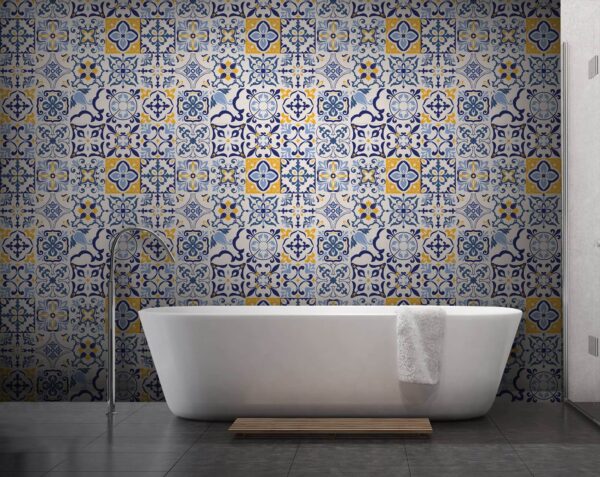 Patrón de azulejos azules y amarillos Patrón de azulejos azules y amarillos
