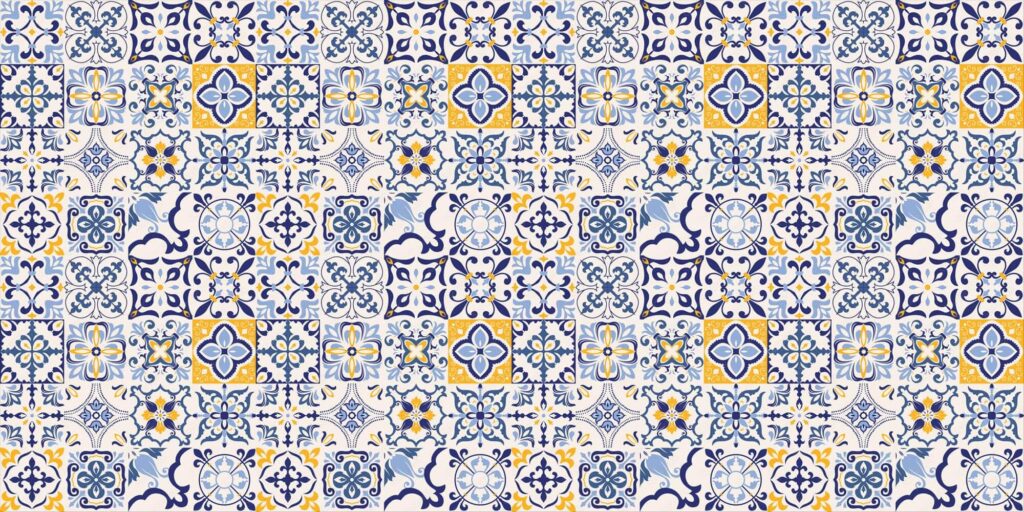 Patrón de azulejos azules y amarillos Patrón de azulejos azules y amarillos
