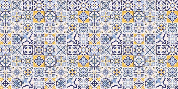 Patrón de azulejos azules y amarillos Patrón de azulejos azules y amarillos