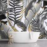 Fotomurales Patrón de hojas y flores