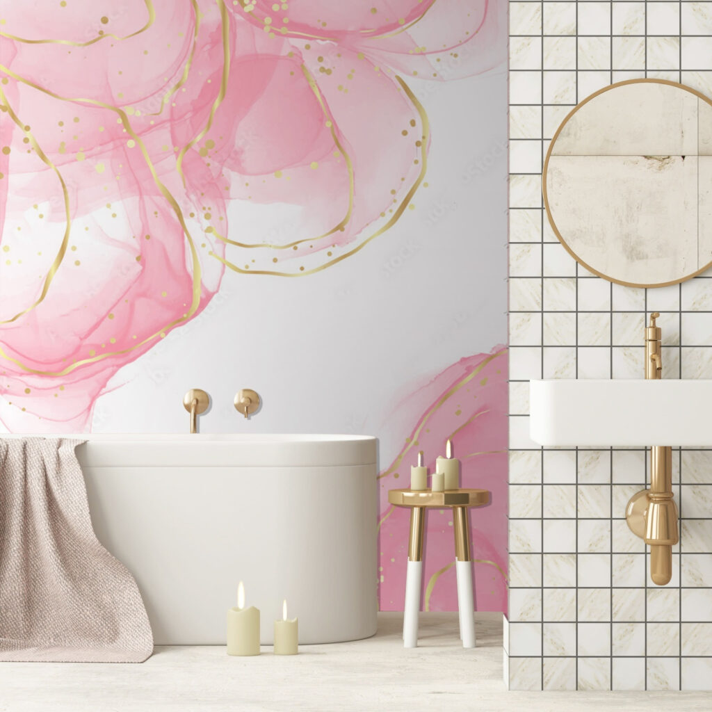 Pink swirls with speckled accents