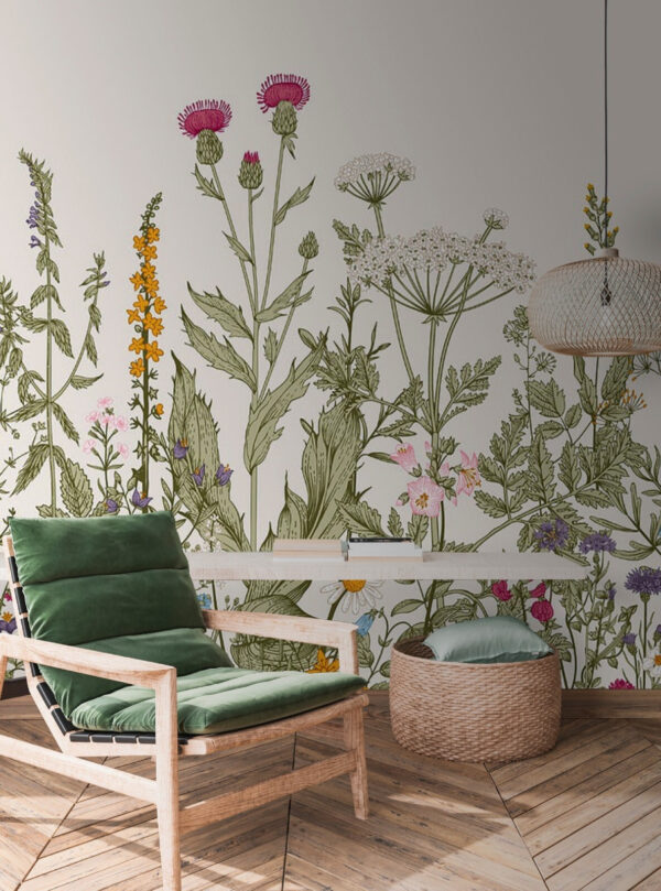 Fotomurales Fotomurales Hilera de flores y plantas (SKU: u71743)