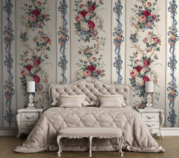 Papel pintado con flores y lazos Papel pintado con flores y lazos