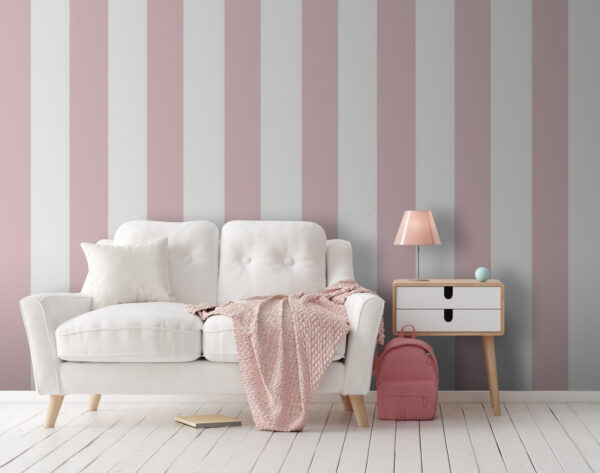 Papel pintado a rayas rosas y blancas Papel pintado a rayas rosas y blancas