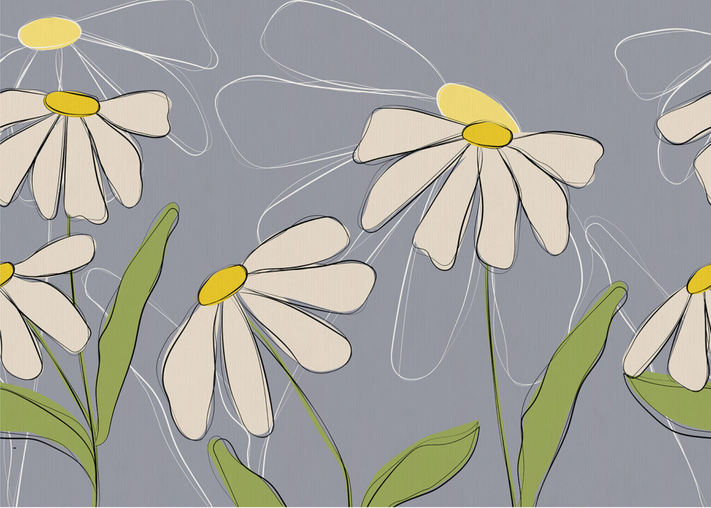 Dibujo de flores sobre fondo gris Dibujo de flores sobre fondo gris