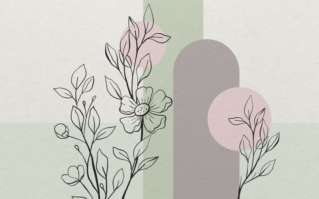 Dibujo de una flor y hojas Dibujo de una flor y hojas