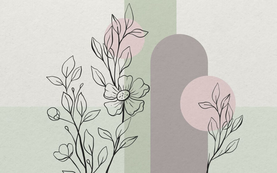 Dibujo de una flor y hojas