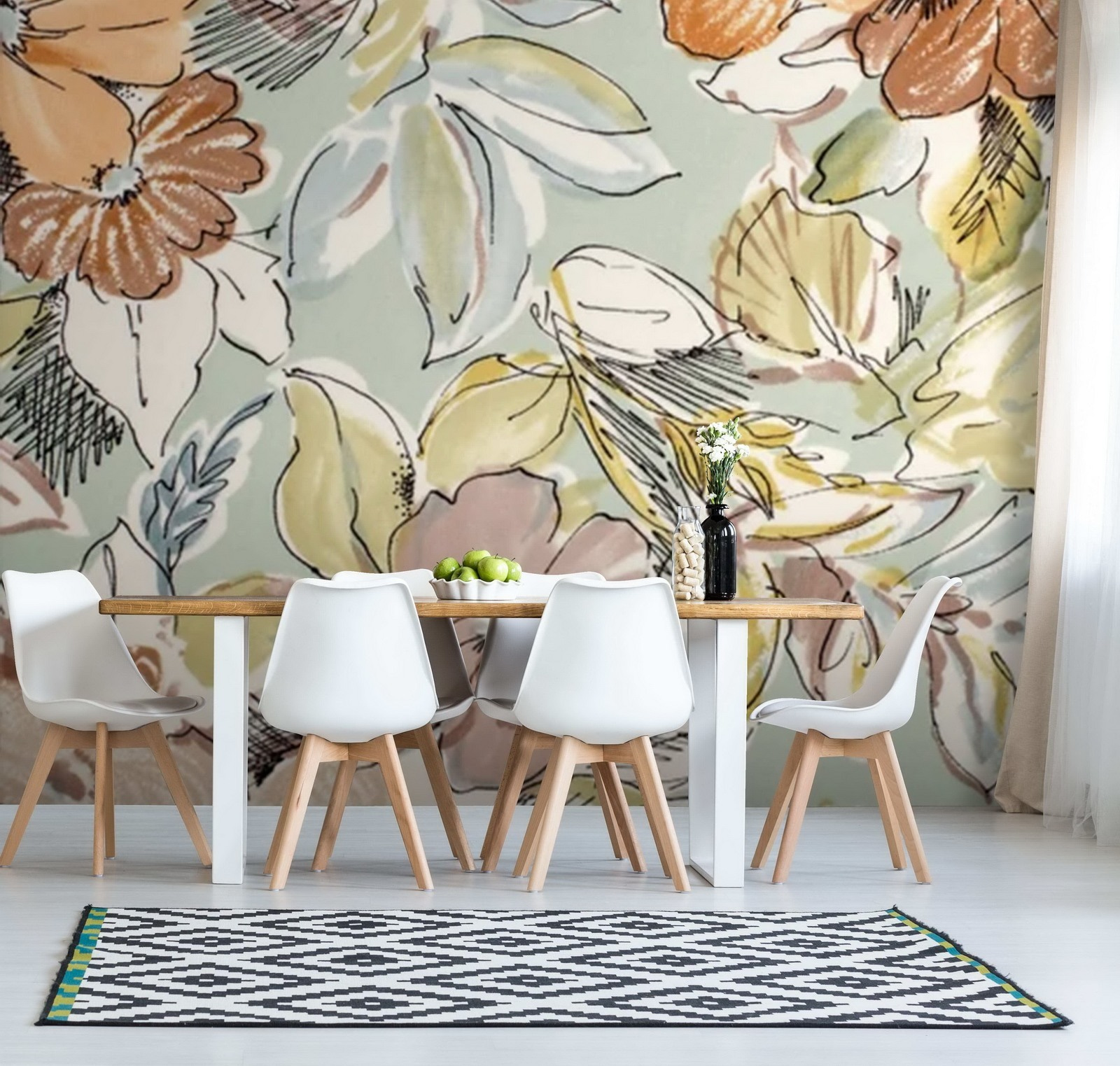 Botanical patterns in soft pastel hues