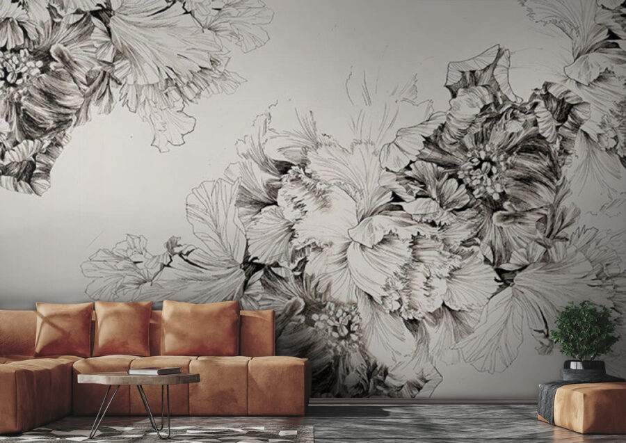 Dibujo de flores sobre fondo blanco