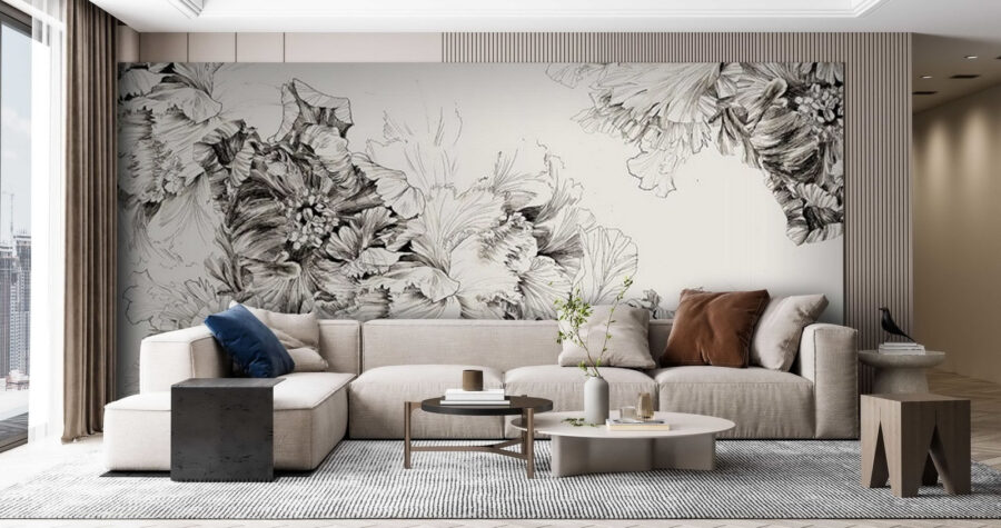 Dibujo de flores sobre fondo blanco