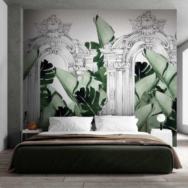 Fotomurales Fotomurales Arco blanco con hojas verdes (SKU: u71503)