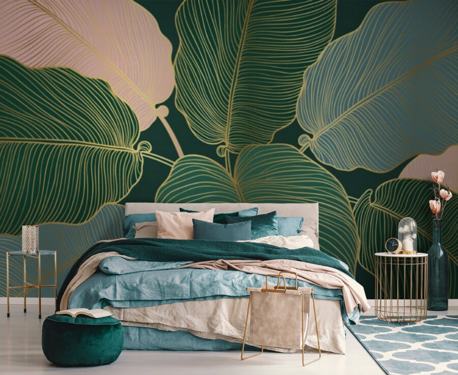 Hojas tropicales de líneas elegantes