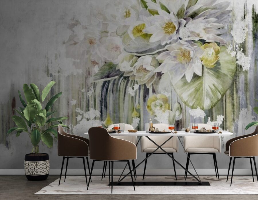 Pintura de flores sobre fondo blanco