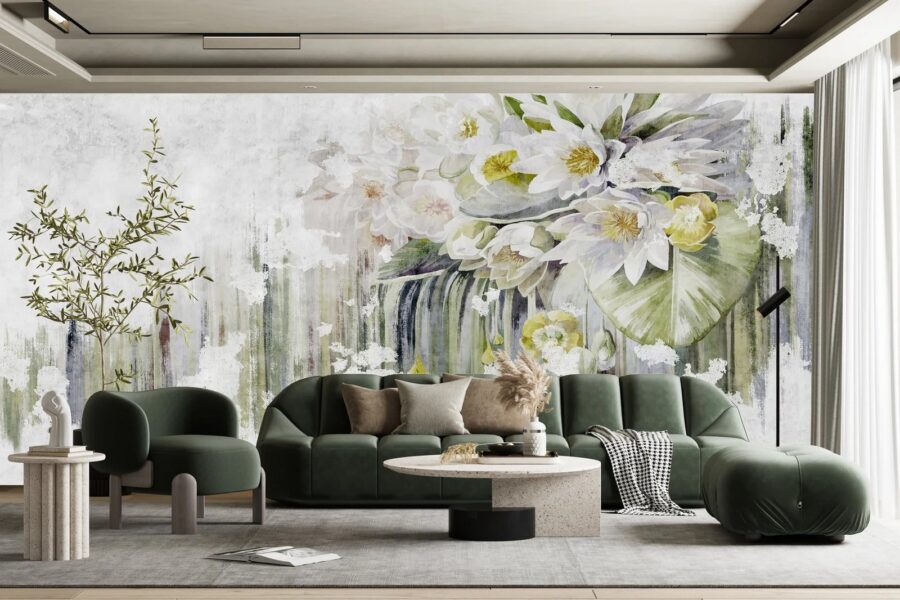 Pintura de flores sobre fondo blanco