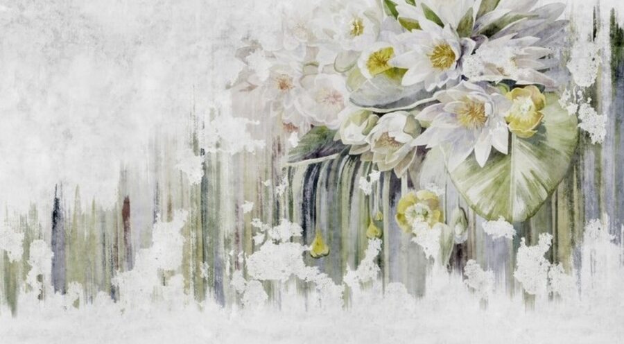 Pintura de flores sobre fondo blanco