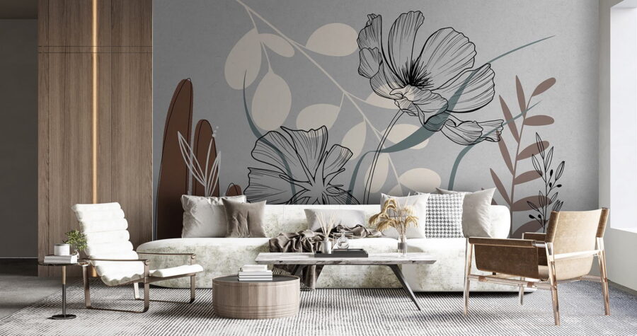 Dibujo de flores y hojas