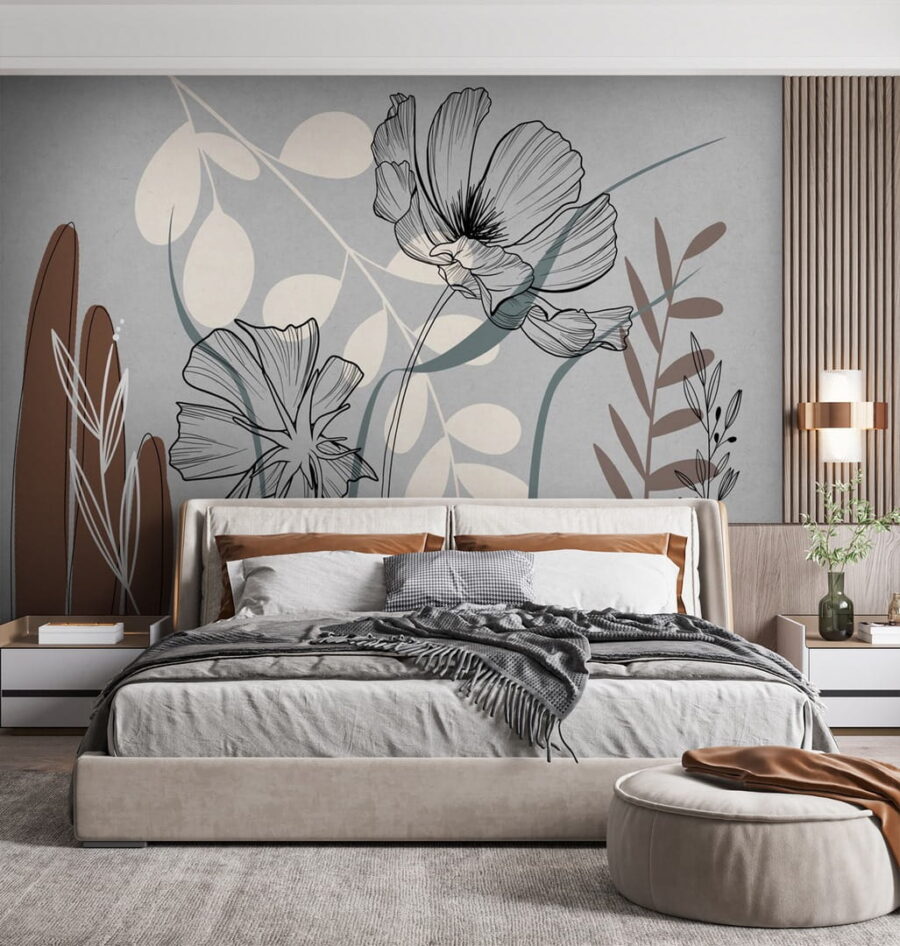 Dibujo de flores y hojas