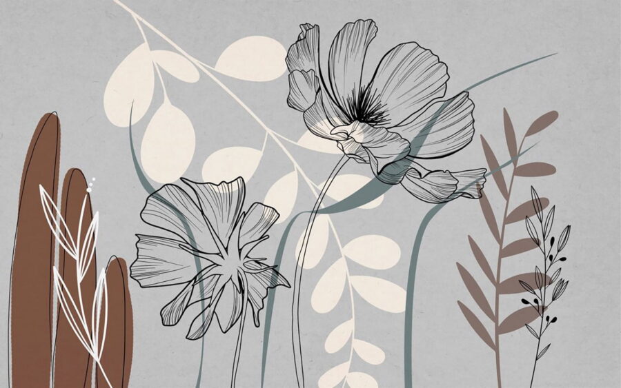 Dibujo de flores y hojas