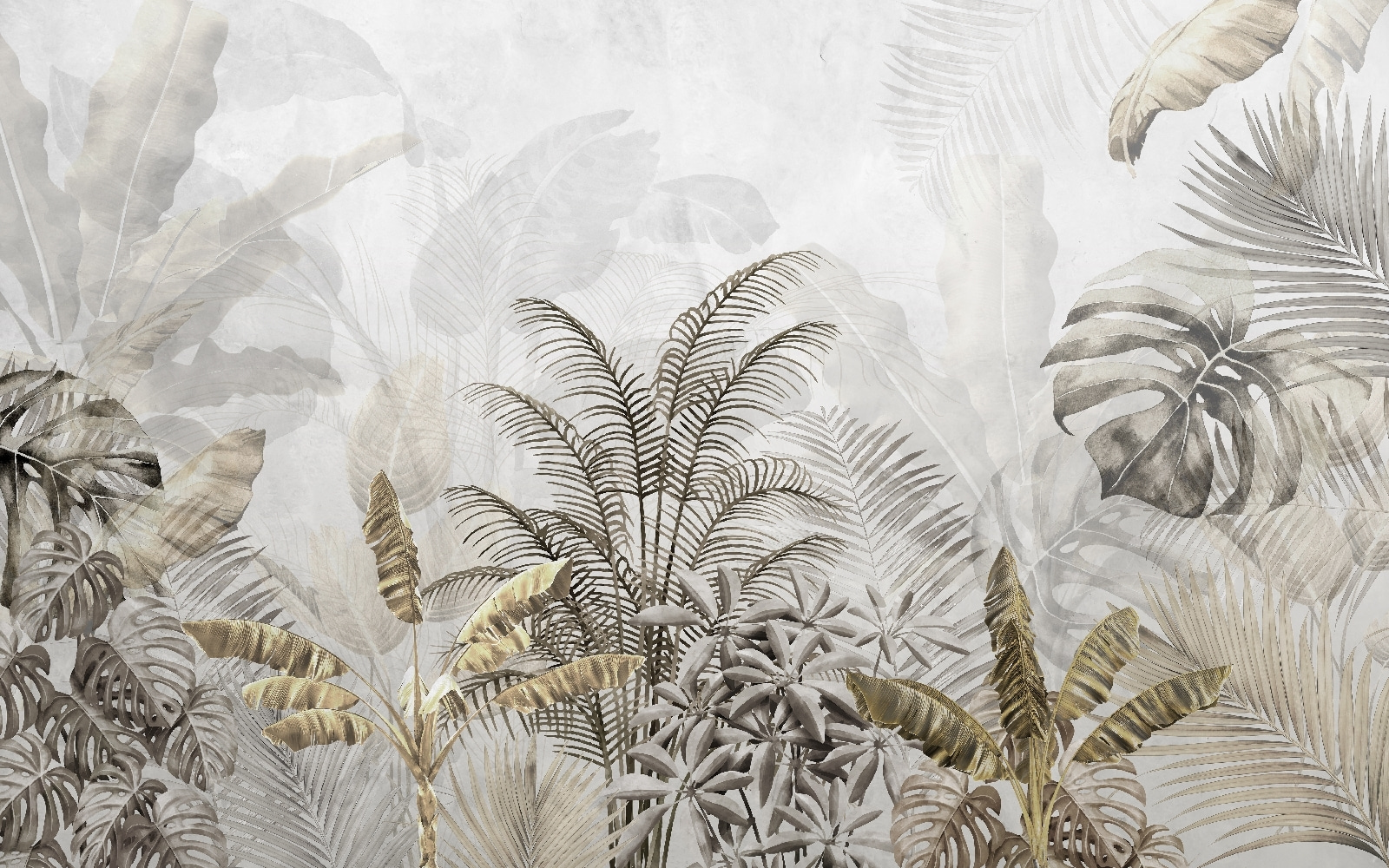 Tropical leaves in soft silhouette