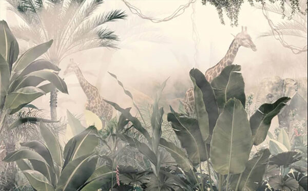 Jirafas en un bosque con árboles y plantas Jirafas en un bosque con árboles y plantas
