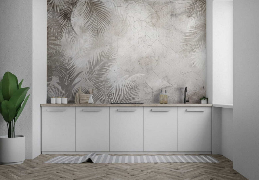 Pared con hojas de palmera
