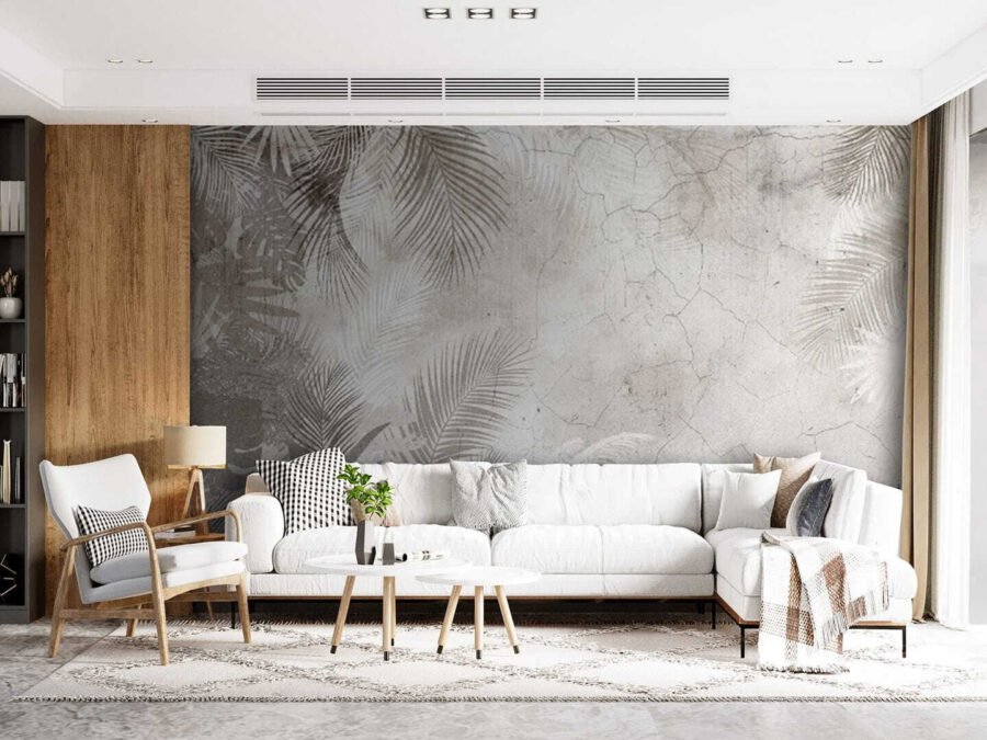 Pared con hojas de palmera