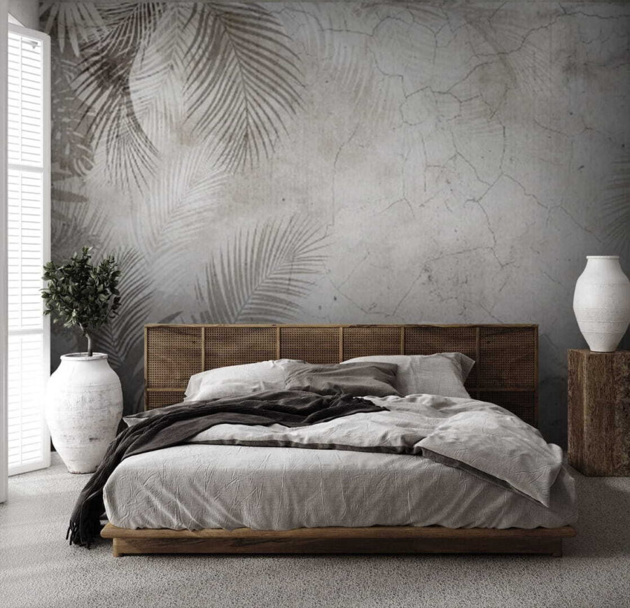 Pared con hojas de palmera
