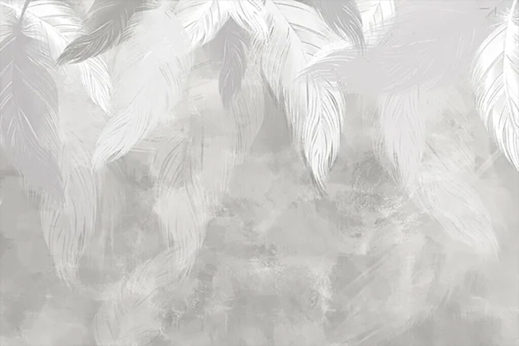 Pluma blanca sobre una superficie gris Pluma blanca sobre una superficie gris
