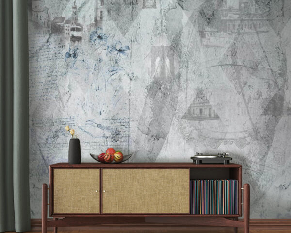 Fotomurales Papel pintado gris y blanco con dibujos (SKU: u68154) Fotomurales Fotomurales Papel pintado gris y blanco con dibujos (SKU: u68154)