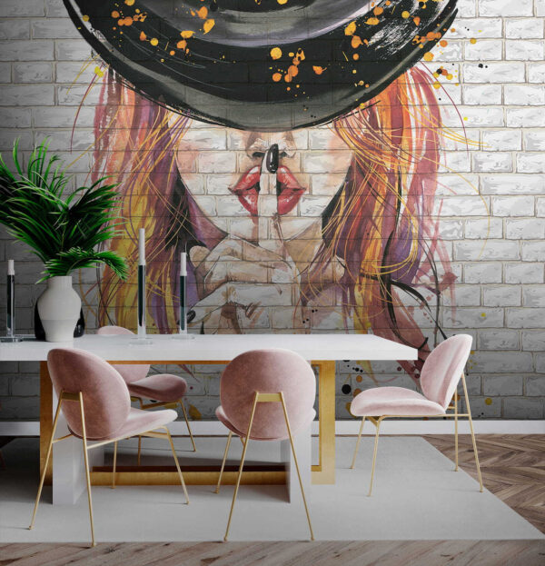 Pintura de una mujer con sombrero Pintura de una mujer con sombrero